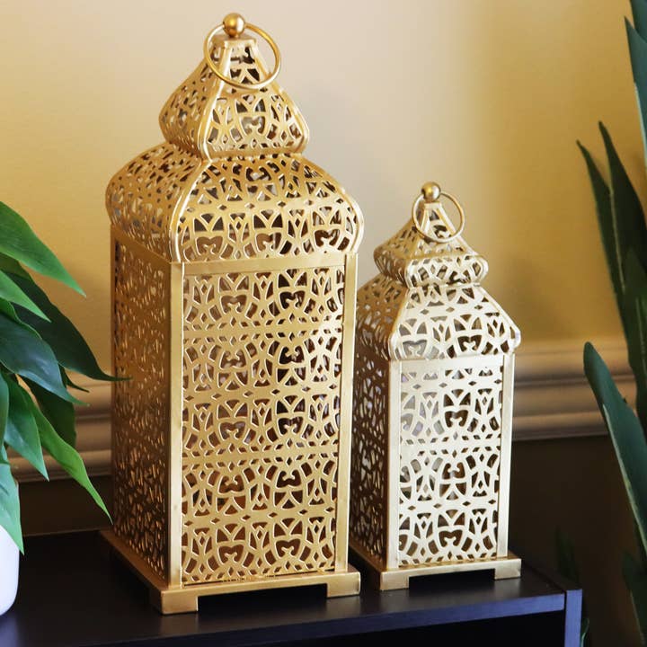 WholesaleMart - Wholesale Lantern - Golden Temple Moroccan Candle Lantern Set