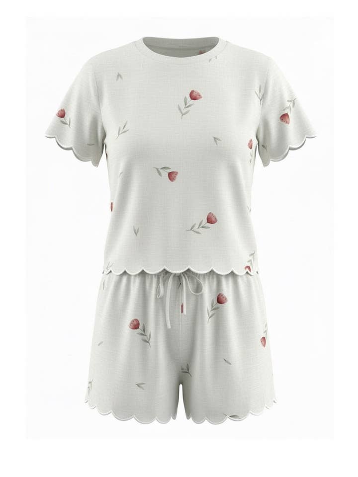 Daybreak Summer PJ Set – 100% Cotton Printed Pajama Set Tulips for wholesale by PRIV Collections