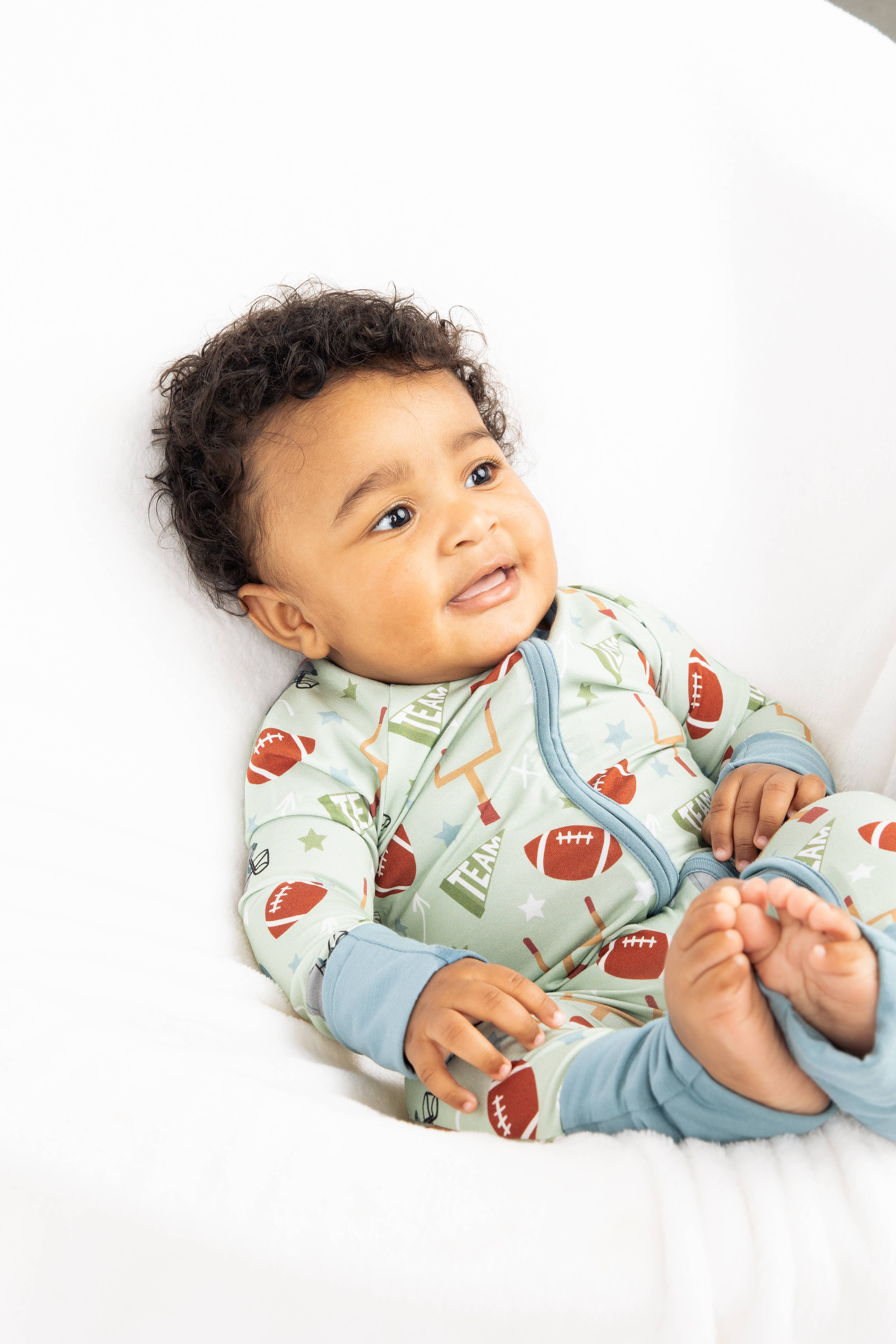 Emerson and Friends - Wholesale Sleepsuit - Baby - Football Game Day Sports Boys Bamboo Convertible Baby Pajamas2