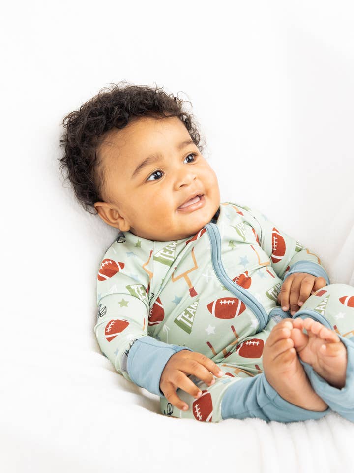 Emerson and Friends - Wholesale Sleepsuit - Baby - Football Game Day Sports Boys Bamboo Convertible Baby Pajamas2