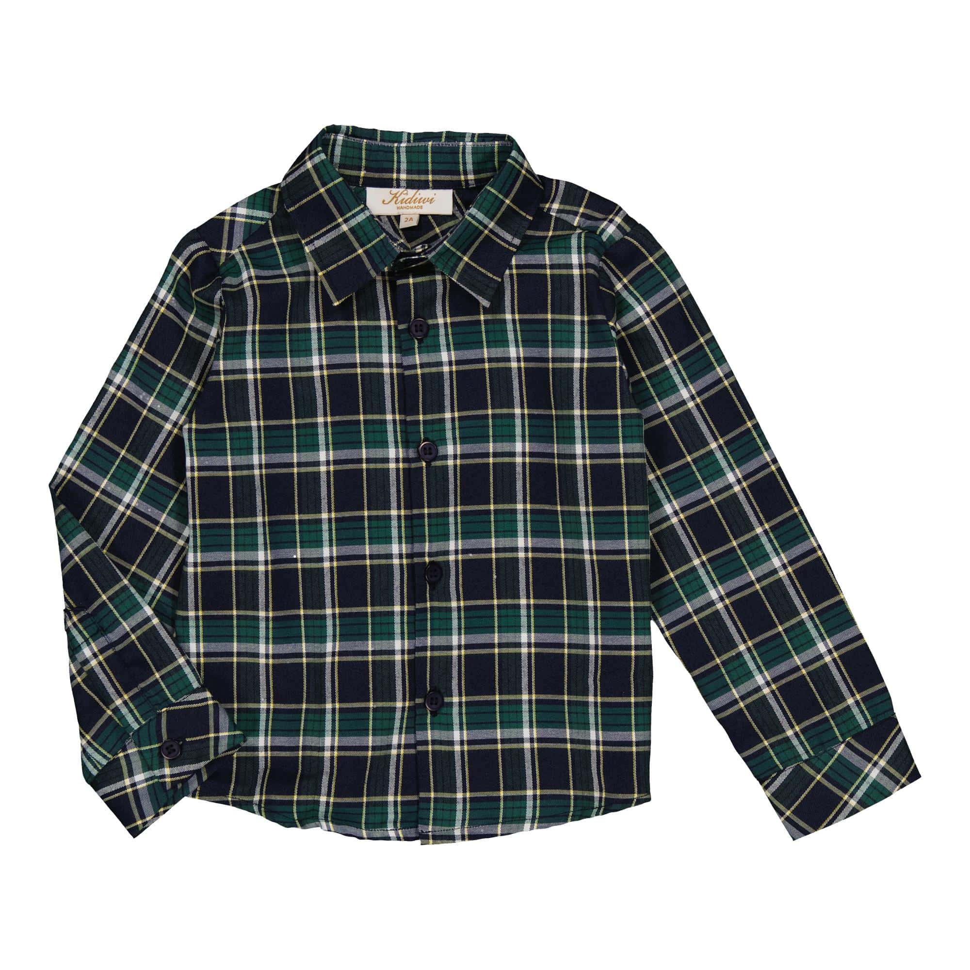 Kidiwi handmade - Wholesale Button Down Shirt - Kids - Arthur, blue and green tartan shirt0