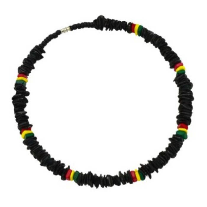 DK Hawaii - Wholesale Beaded/Pearl Necklace - 18" Black Rasta Rose Clam Shell Necklaces1