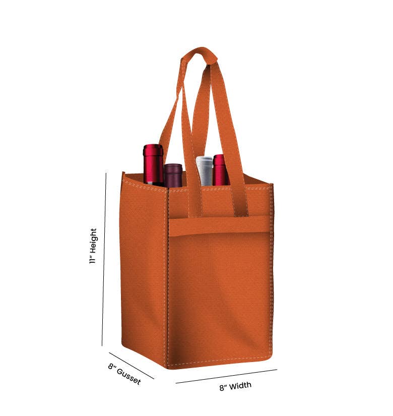 Non Woven Totes - Wholesale Wine Tote - Reusable 4-Bottle Wine Tote Bag-8x11x8 with Bottom Gusset | Custom Printed Wine Totes14