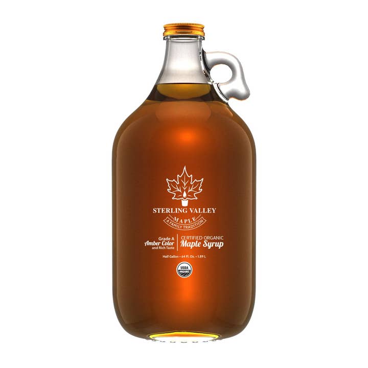 Organic Maple Syrup: Amber Color/Rich Taste: Half Gallon for wholesale by Sterling Valley Maple LLC