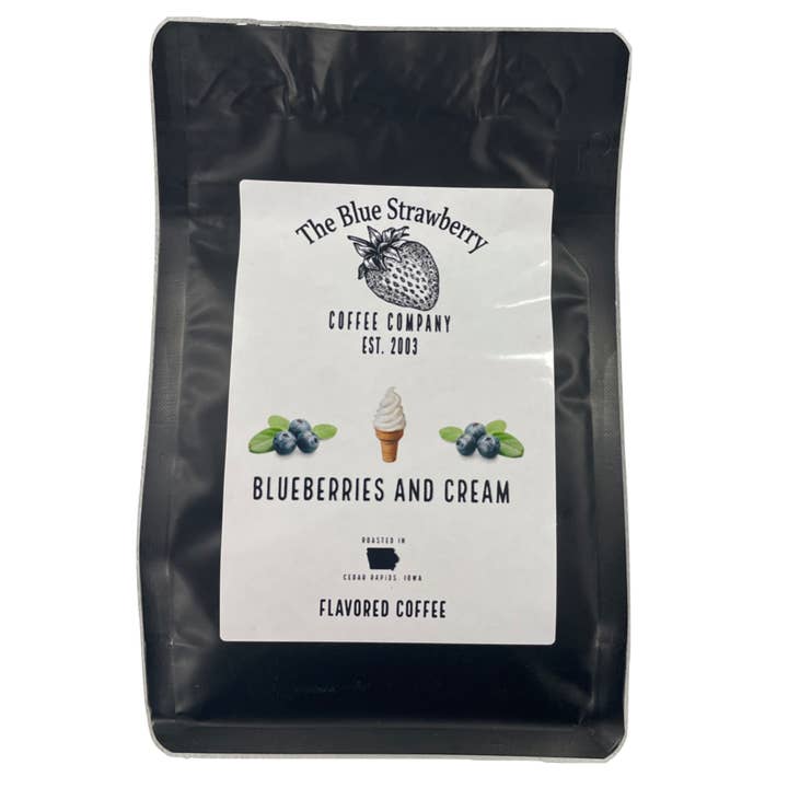 The Blue Strawberry Coffee Co - Venta al por mayor Café molido - Arándanos y crema (café aromatizado)1