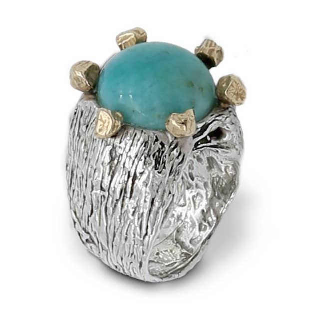 925 Silver Bronze and Semiprecious Stone Ring (AR163) for wholesale by Mandile Gioielli