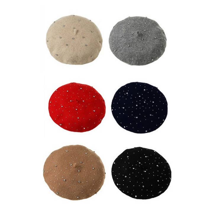 Artini Accessories - Wholesale Beret - Women's - Rhinestone Accent Fashion Beret Hat1