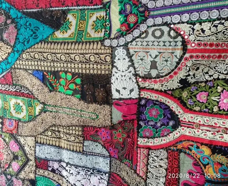 GYPSY STUDIO – wholesale Gardin – Handgjord Sari Patchwork Sängöverkast Stor Storlek Handbroderi5
