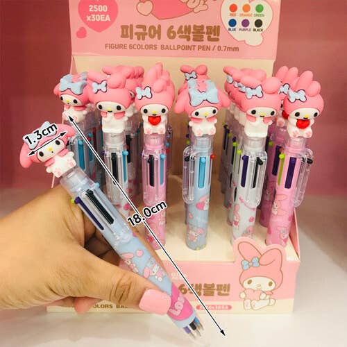 K-Wonderland - Wholesale Pen - Sanrio Characters 6 Color Ball Point Pencil- 0.7mm 13