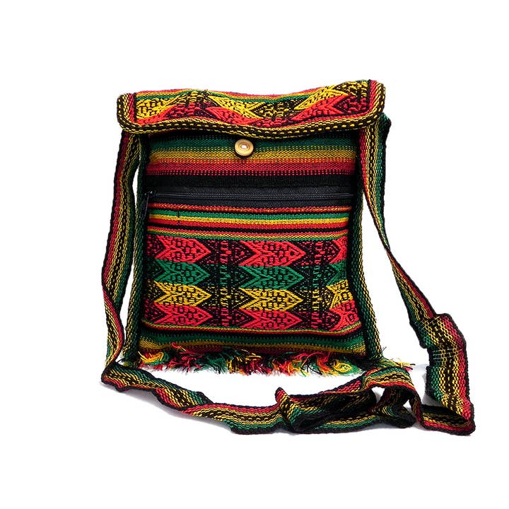 Pichincha - Wholesale Crossbody Bag - Women's - Rasta Tribal Peruvian Square Fringe Jr Crossbody Purse Bag