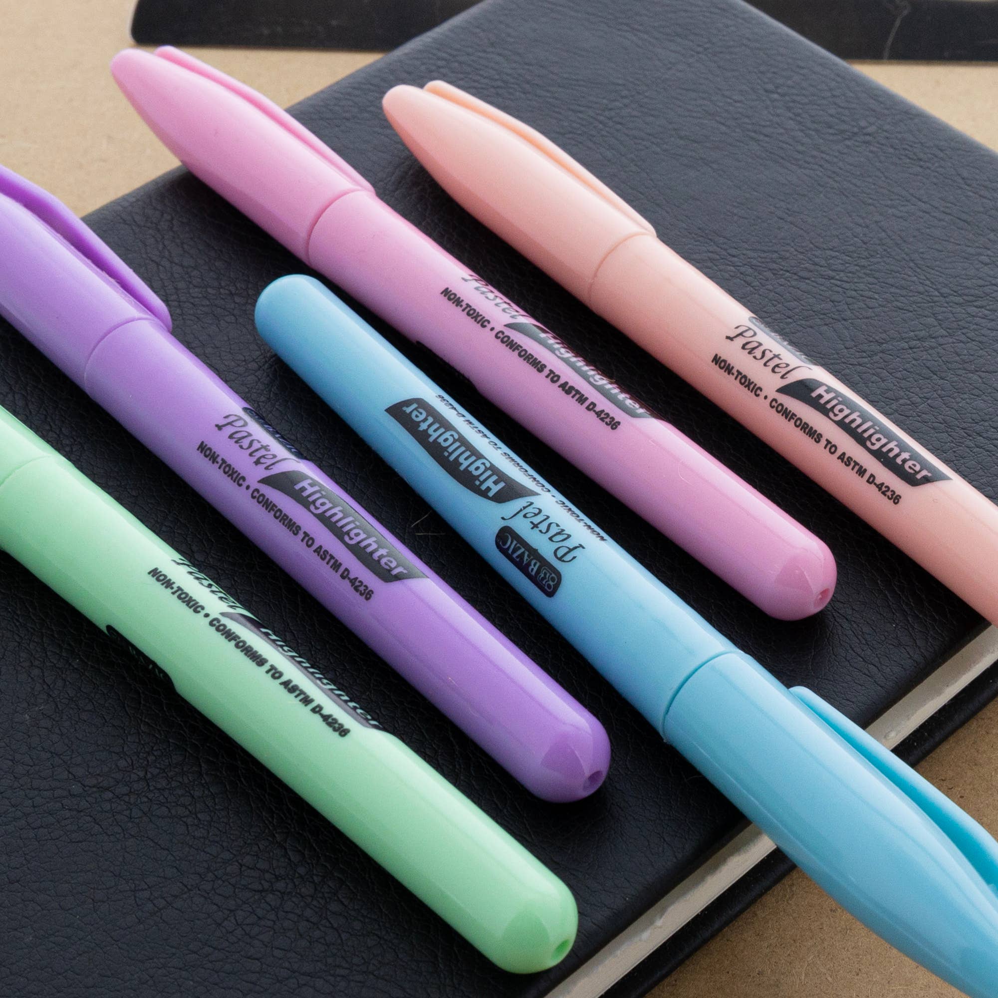BAZIC Products - Wholesale Highlighter - Pen Style Pastel Assorted Colors Highlighter (5/Pack)5