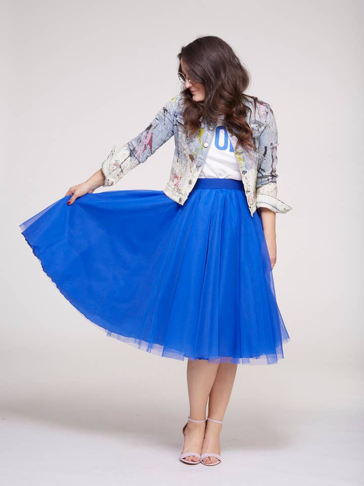 Sylvie Muller - Wholesale Skirt - Women's - Midi Electric Blue Tutu tulle skirt
