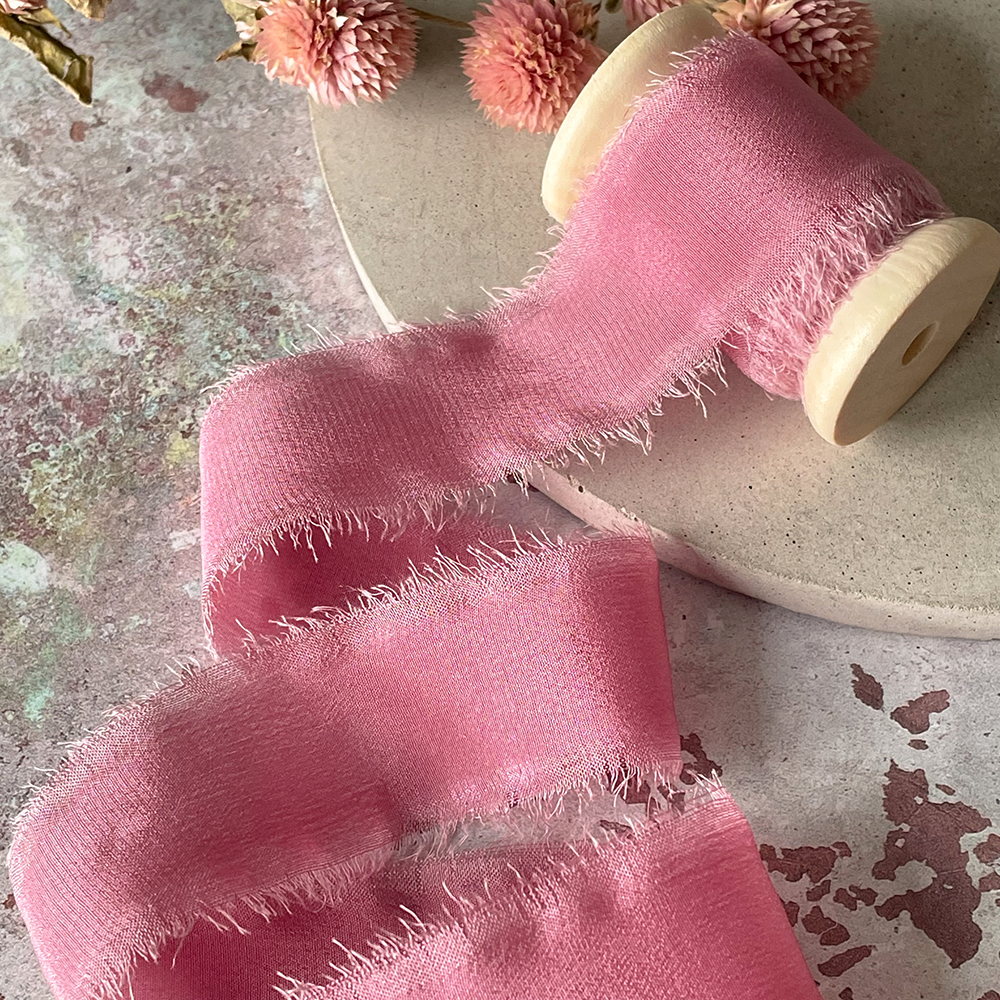 Imaginediy – wholesale Ribbon – Gift wrapping – 25mm Silk Ribbon in Soft Raspberry1