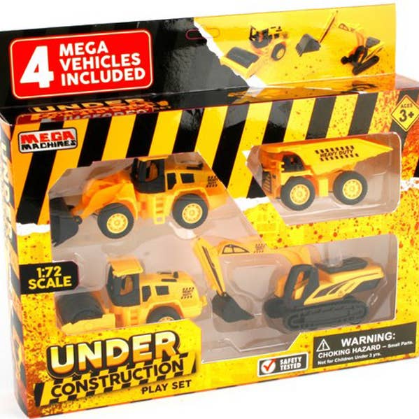 Confezione da 4 Veicoli da Costruzione a Retrocarica per la vendita all'ingrosso da parte di Empire Discount