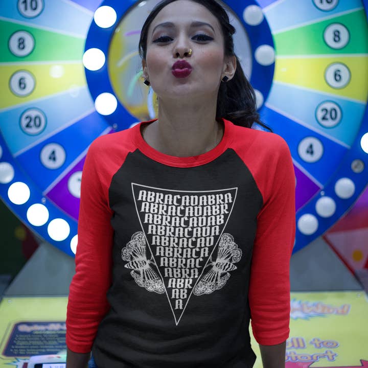 Abracadabra 3/4 Sleeve Raglan Shirt for wholesale by Blaspheme Boutique