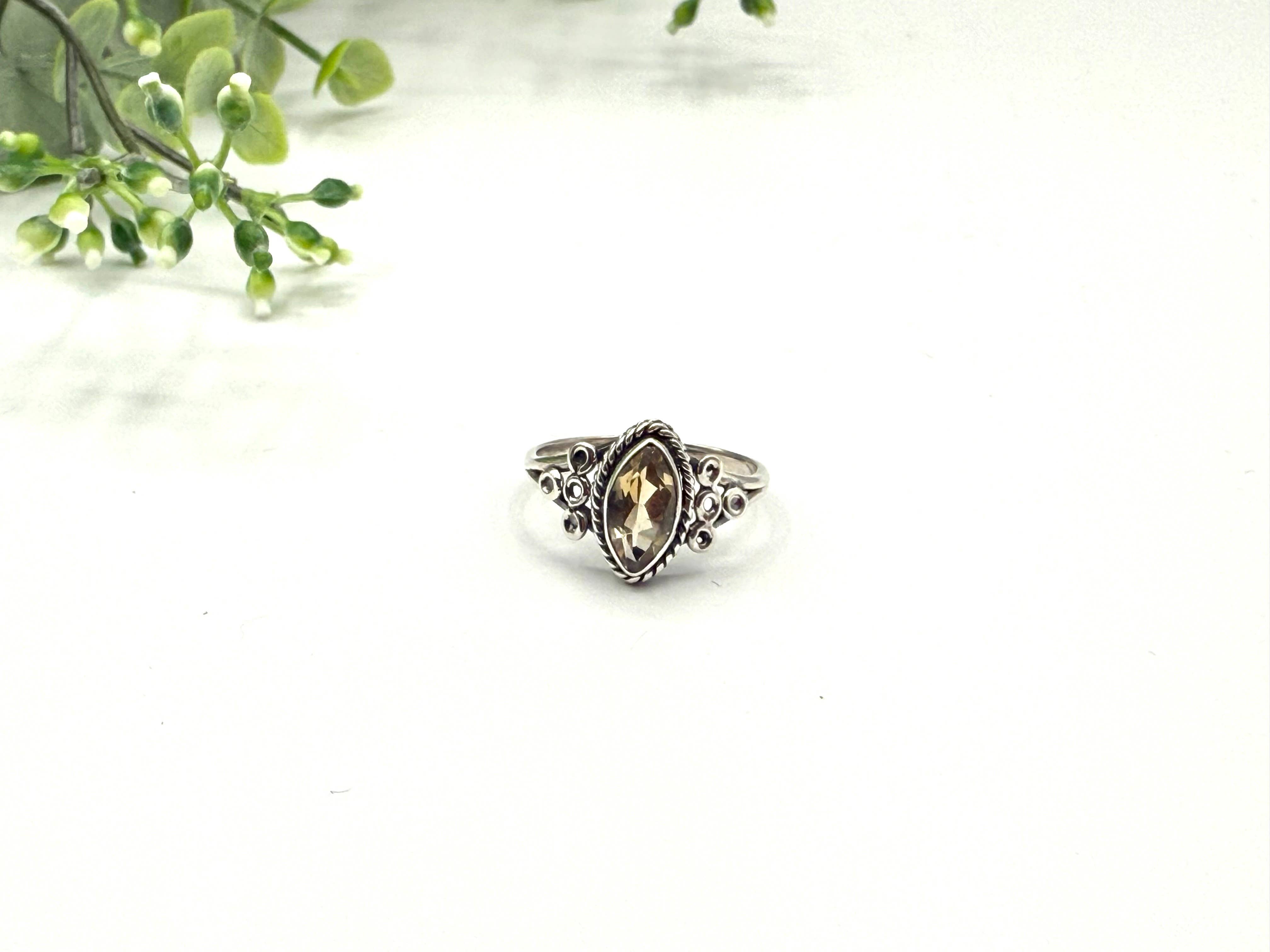 Meraki Gemstones – Anel de pedra única/solitário por atacado – Anel de Prata 925/Esterlina com Pedra Preciosa Semi-Preciosa de Citrino Facetado0