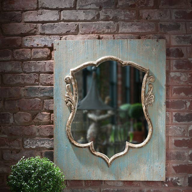 Vagabond Vintage - Wholesale Wall Mirror - Distressed Wood Shield Mirror0