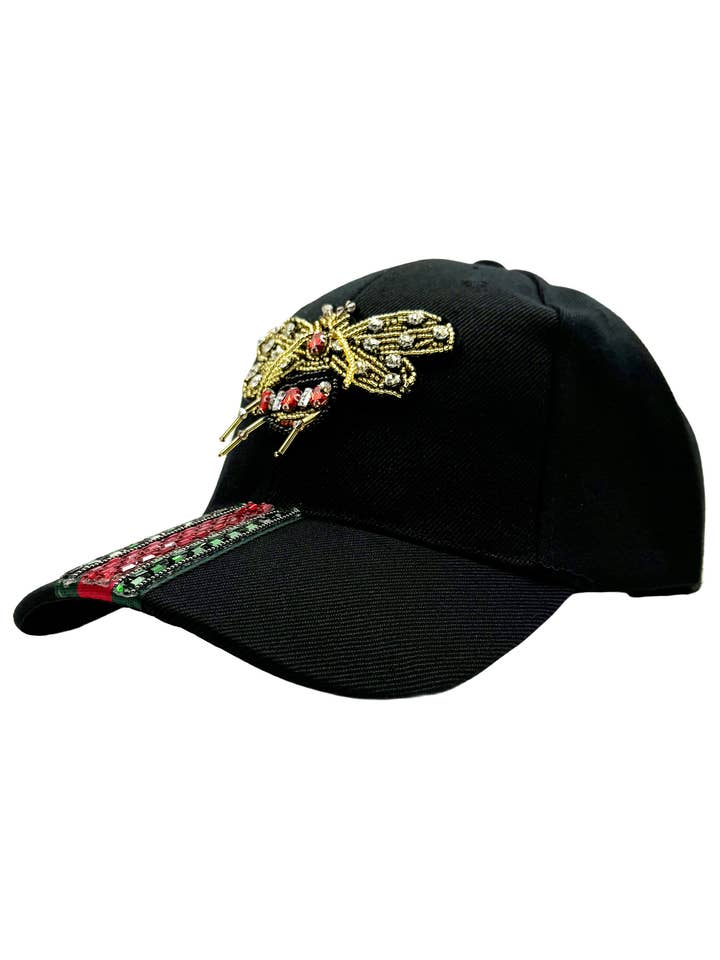 Bee Seed Bead Striped Rhinestone Cap for wholesale by Ole
