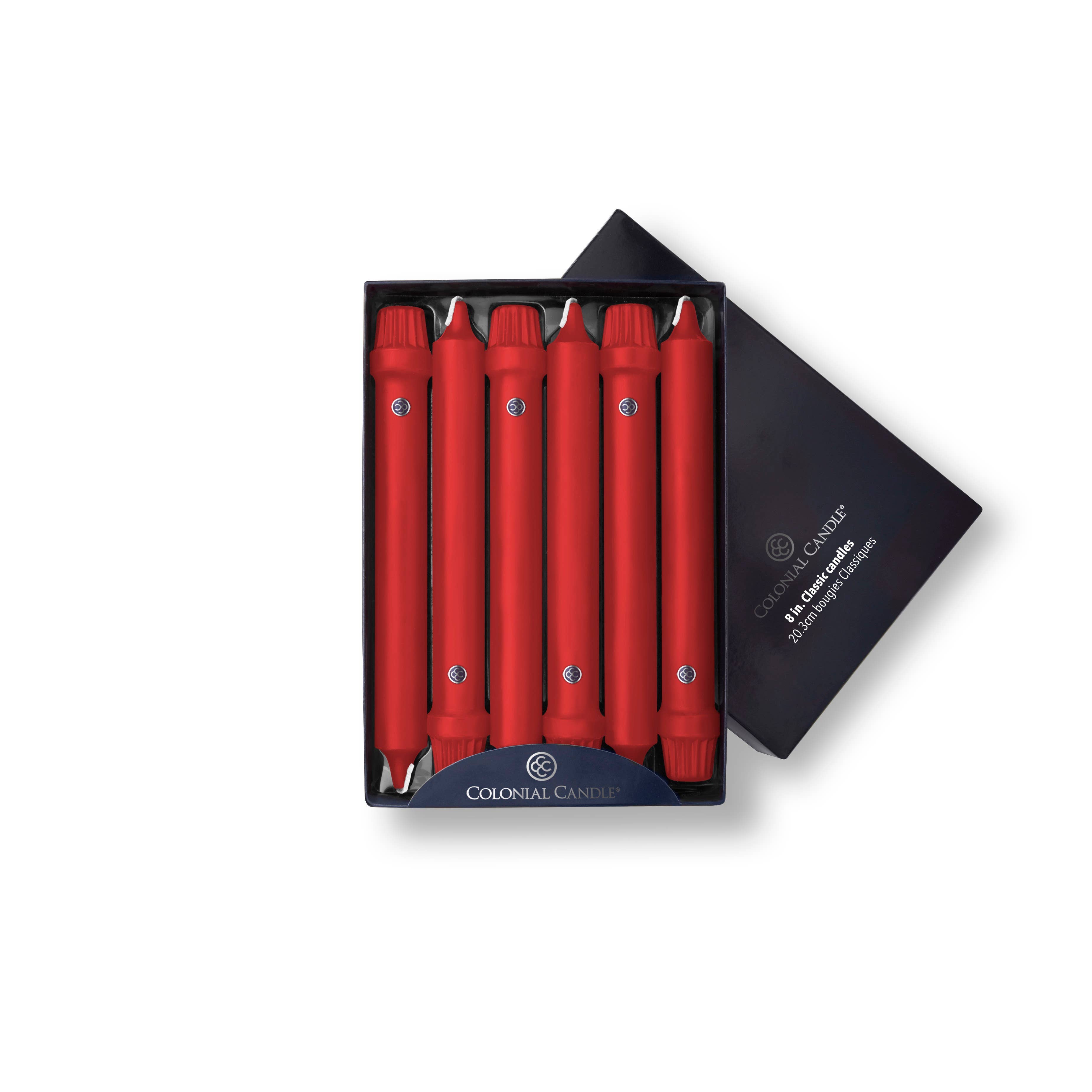 MVP Group International INC - Wholesale Tapered Candle/Candlestick - Colonial Candle Classic Taper-Unscented-8in-Red0