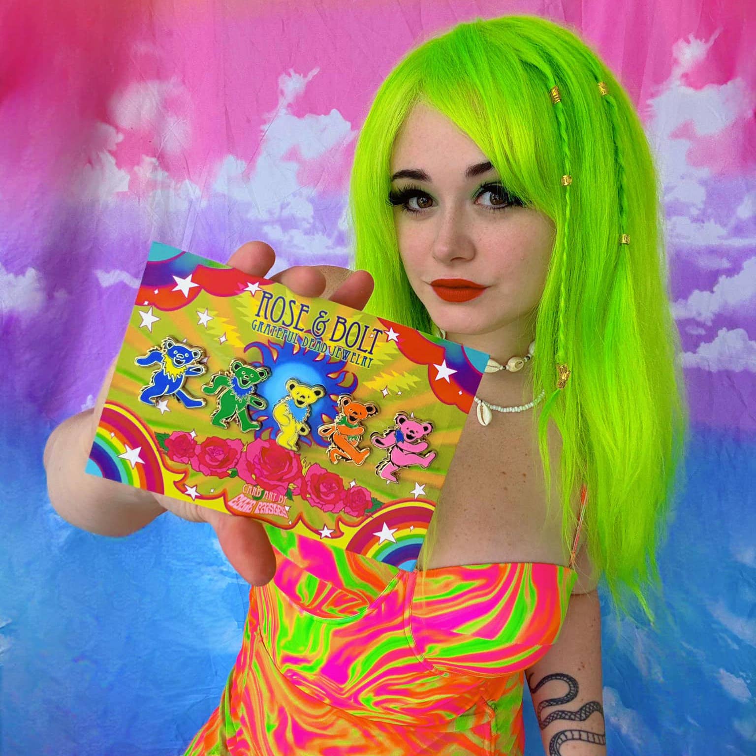 Hiouchi Jewels | Rose & Bolt Grateful Dead Jewelry - Wholesale Lapel Pin/Button - Grateful Dead Dancing Bears Pin Set4