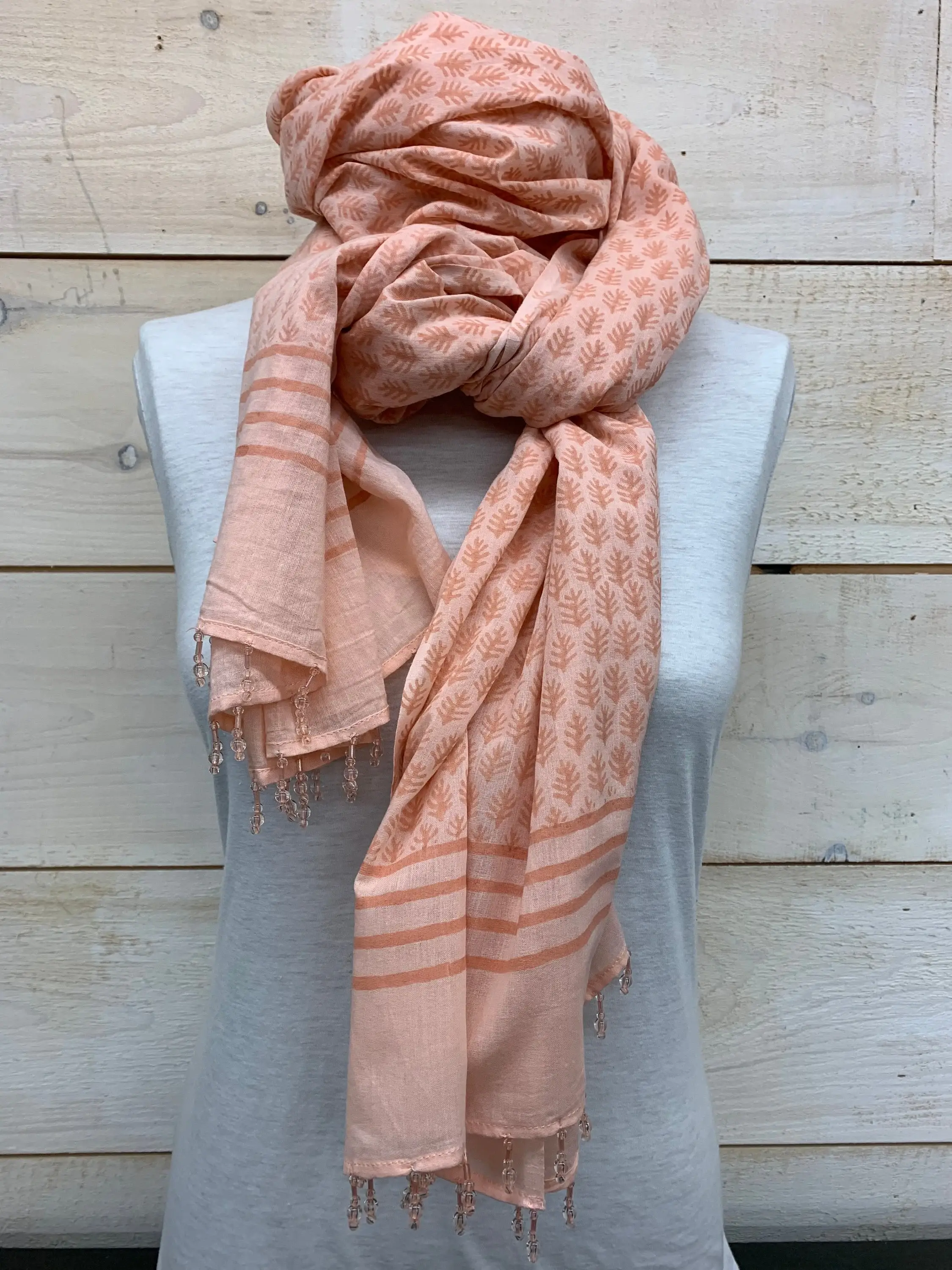 Asia West - Wholesale Scarf - Women's - Peach Cotton Voile Scarf / Shawl or Sarong 3
