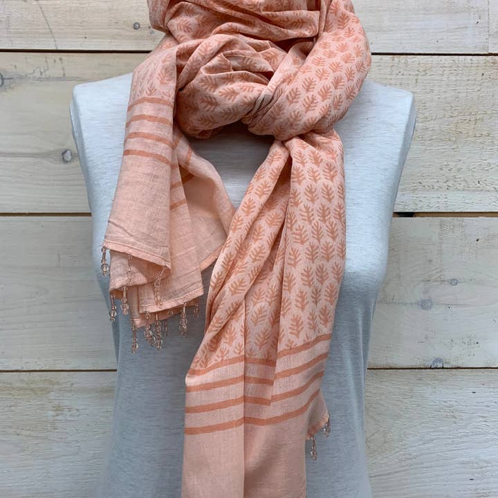 Asia West - Wholesale Scarf - Women's - Peach Cotton Voile Scarf / Shawl or Sarong 3