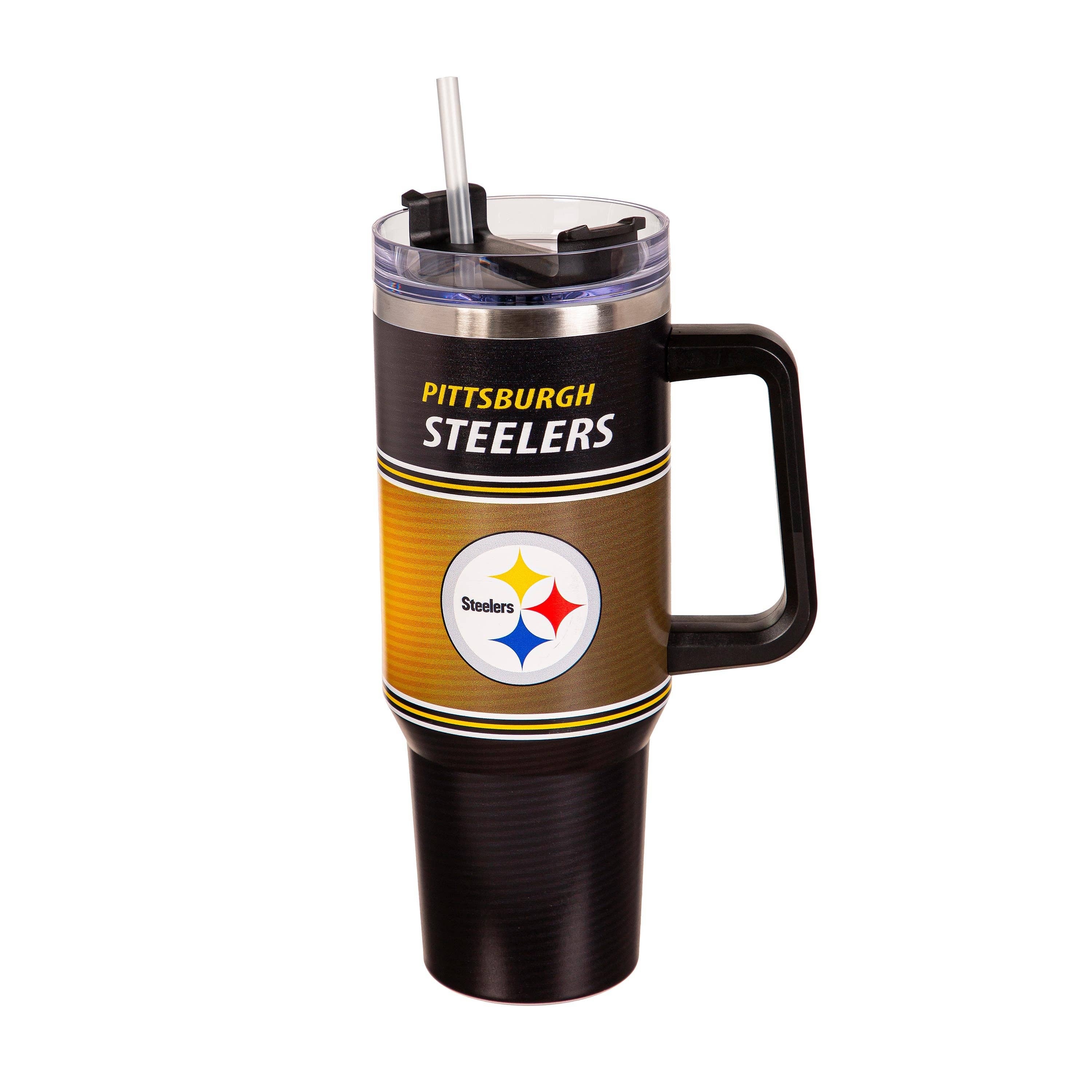 Evergreen Enterprises - Wholesale Insulated Mug/Tumbler - 40oz Stainless Steel Canyon Cup w/ Straw, Pittsburgh Steeler1