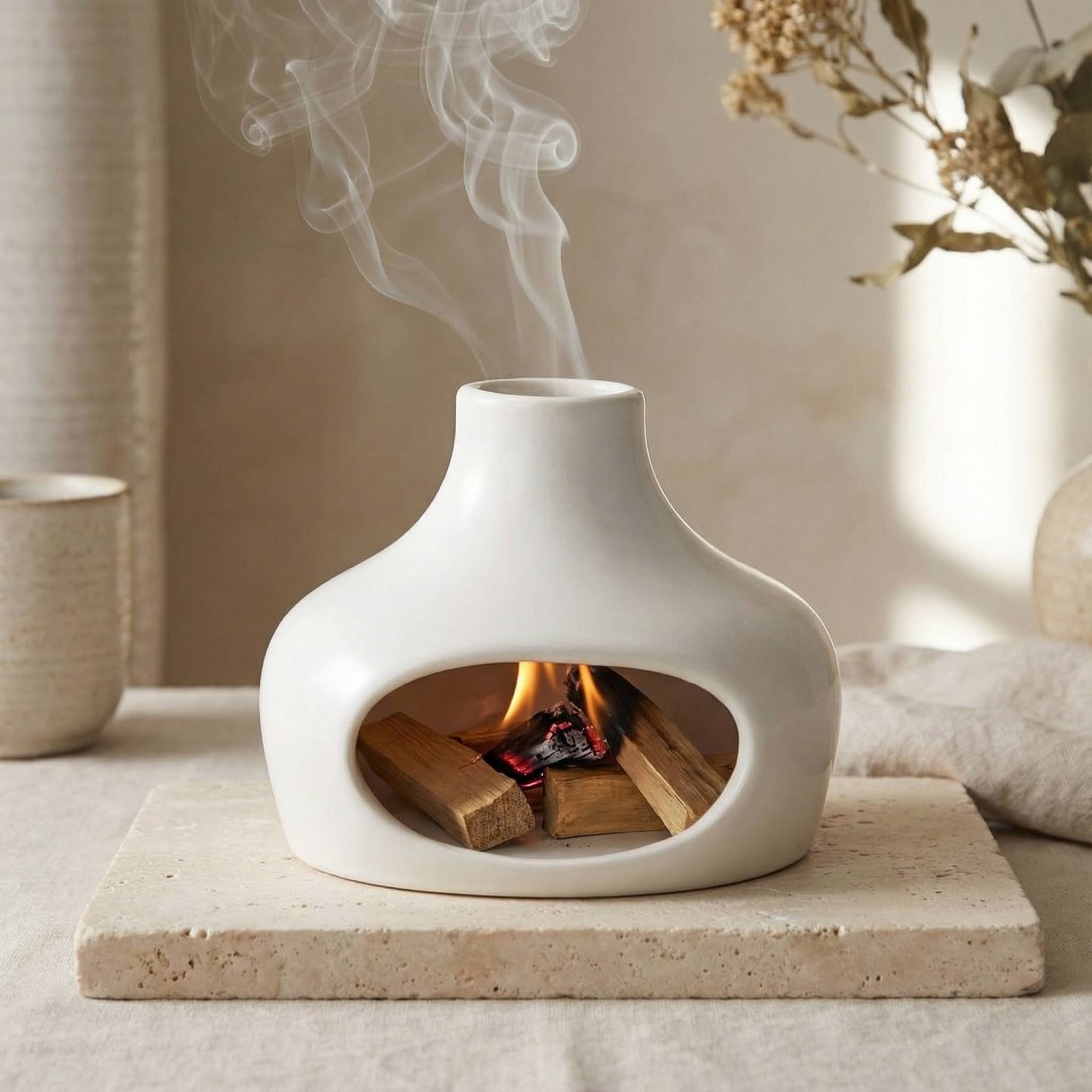 Kiyo Home - Vente Porte-encens - Brûleur de cheminée Palo Santo et Sauge | Céramique résistante à la chaleur2
