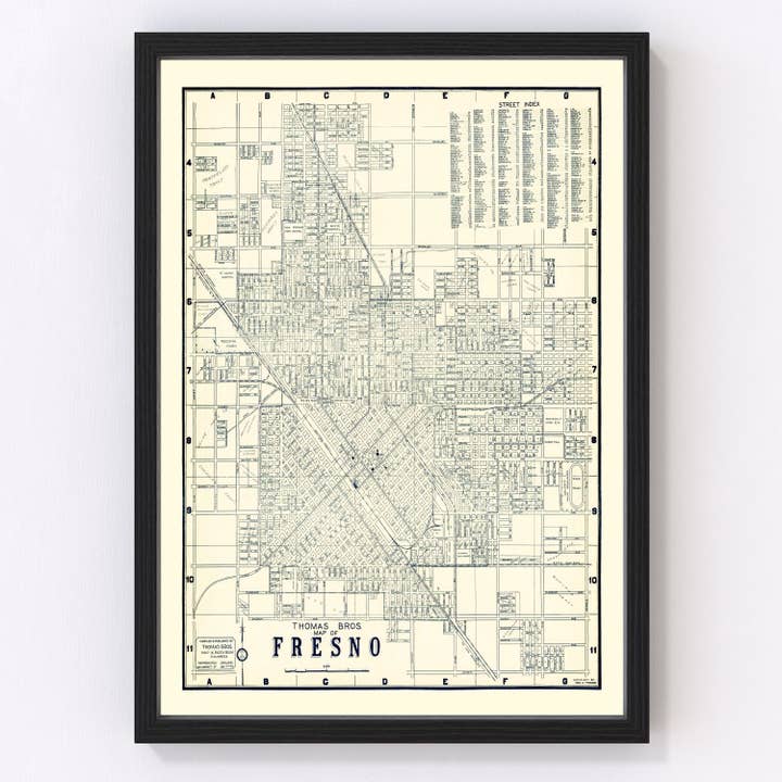 Vintage Map of Fresno, California 1920 for wholesale by Ted's Vintage Art
