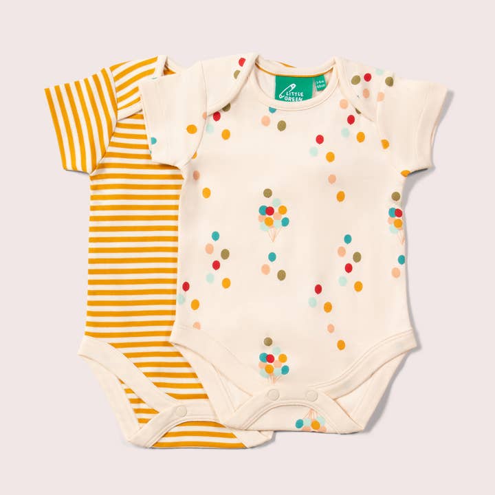 Rainbow Balloons Bio-Bodysuit-Set für Babys — 2er-Pack für den Großhandel von Little Green Radicals EU