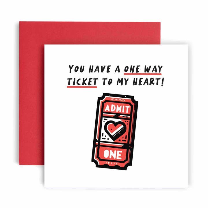 Carte de Saint-Valentin One Way Ticket to my Heart pour la vente par Huxters