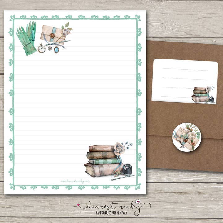 Bücher & Tinte Großes Briefpapier-Set - 21,6 x 27,9 cm für den Großhandel von Dearest Nicky