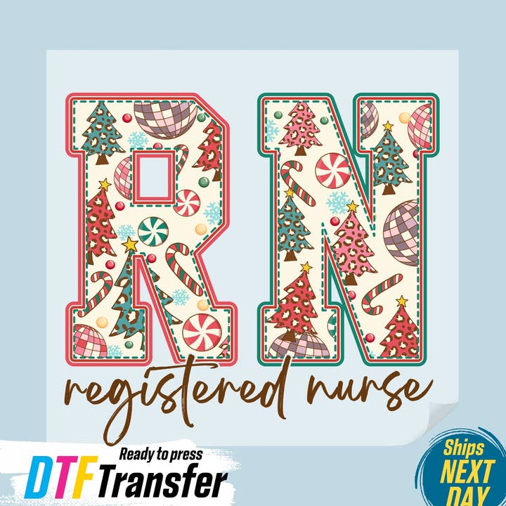 Christmas RN Registered Nurse DTF Transfer for wholesale by DTF Office