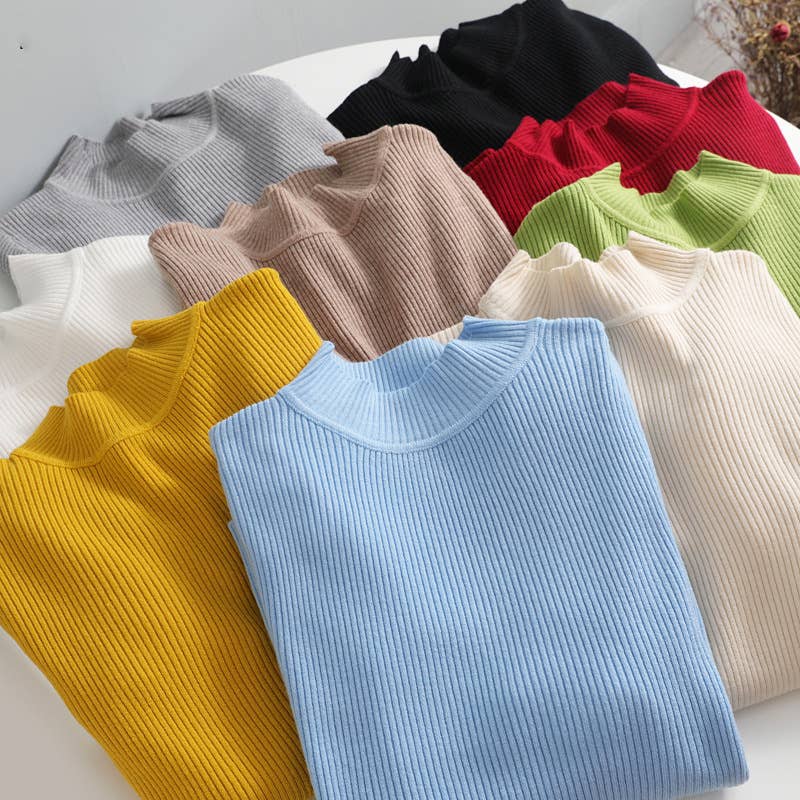 Hope & Sunshine - Wholesale Gebreide top - Dames - Solide Slim Fit Mock Neck Gebreide Top22