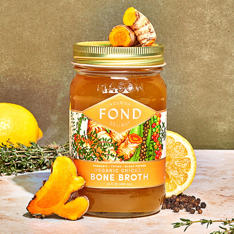 Fond Regenerative - Wholesale Broth - Turmeric & Pepper Pasture-Raised Chicken Bone Broth 14oz5