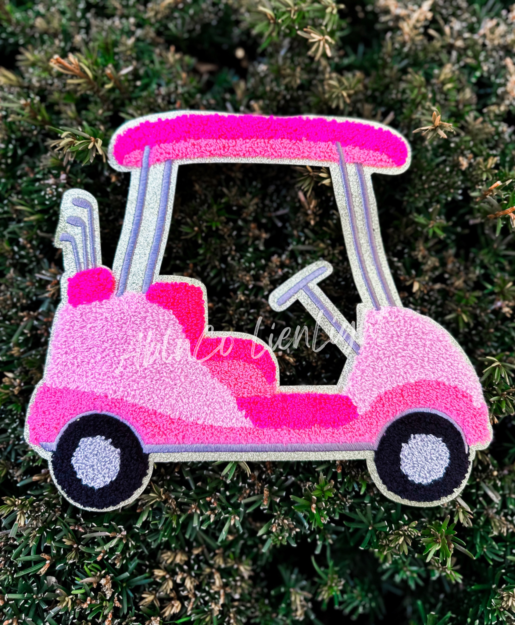Preppy Pink Golf Cart Sweatshirt, Golf cart Chenille patch for wholesale on Faire2
