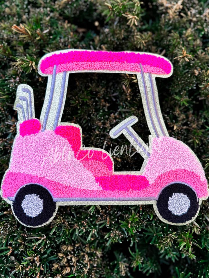 Preppy Pink Golf Cart Sweatshirt, Golf cart Chenille patch for wholesale on Faire2