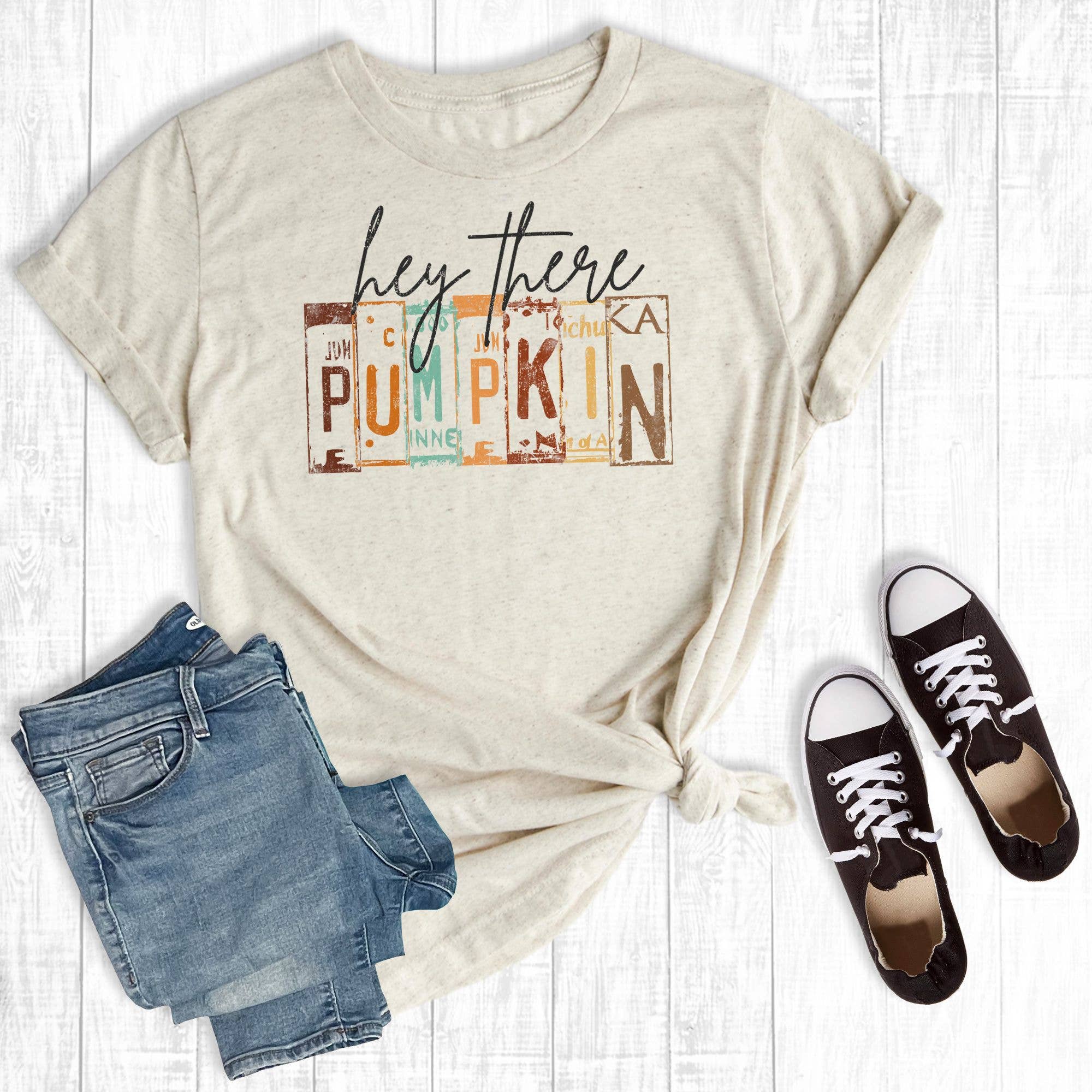 Rebel Rose - Wholesale Screen Printed T-Shirt - Women's - Hey There Pumpkin Cream0