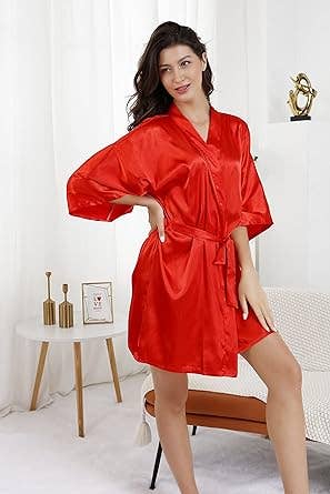 LA Merchandise - Wholesale Robe - Women's - La Merchandise LAB1800 Women's Satin Short Bridal Party Robe12