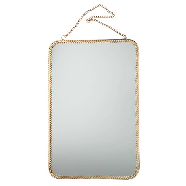 Rex London - Wholesale Wall Mirror - Hanging mirror (29cm x 19cm) - Rectangular, gold tone