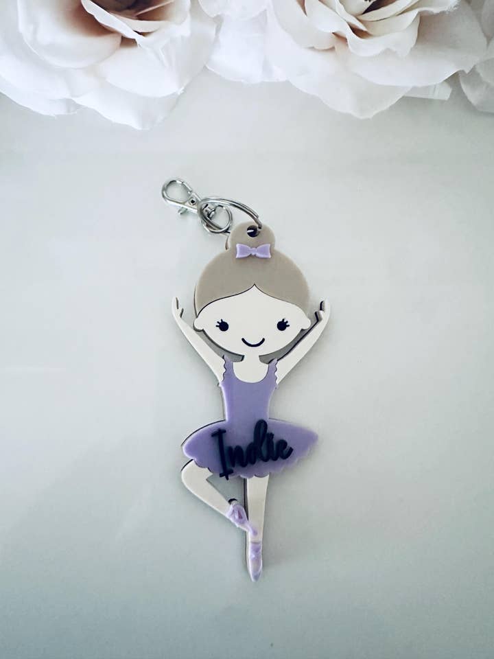 Personalized Ballerina Keychain | Custom Acrylic Bag Tag for wholesale by Marden S Design