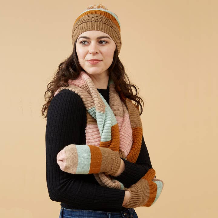 Hadley Wren - Wholesale Sjaal - Dames - Stripe Infinity sjaal - Pastel