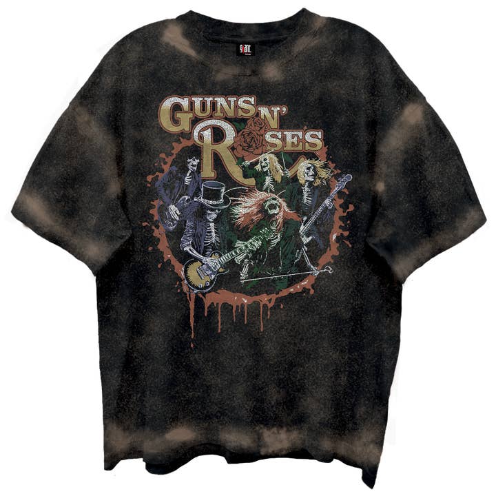 Guns N Roses Skeletons Live Vintage T-Shirt Brown for wholesale by GMerch LLC