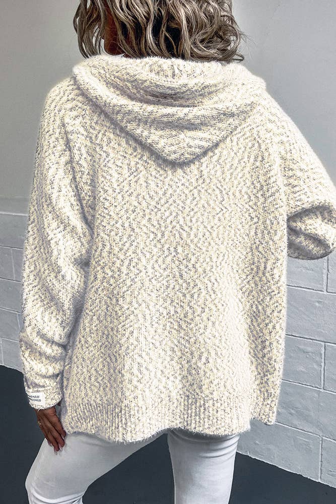 UNISHE - Vendita all'ingrosso Cardigan - Donna - Cardigan lavorato a maglia con cerniera e cappuccio con coulisse MMY12010