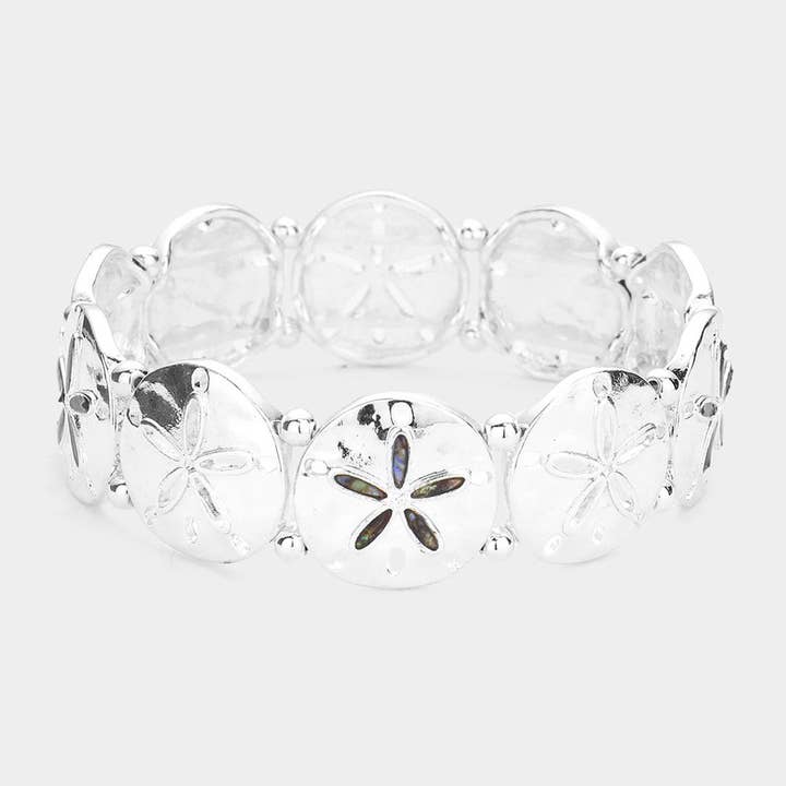Metal Sand Dollar Stretch Bracelet for wholesale by Sensibling Corp.