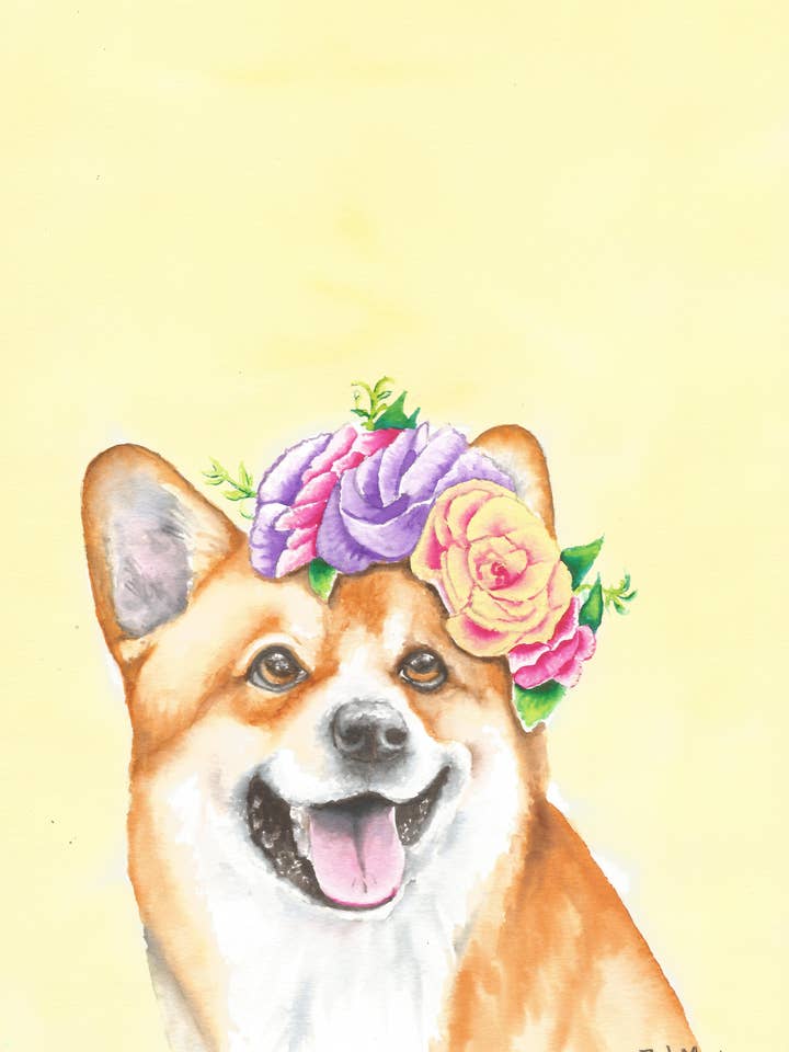 Corgi Dog Flowers for wholesale by Laughing Corgi Press