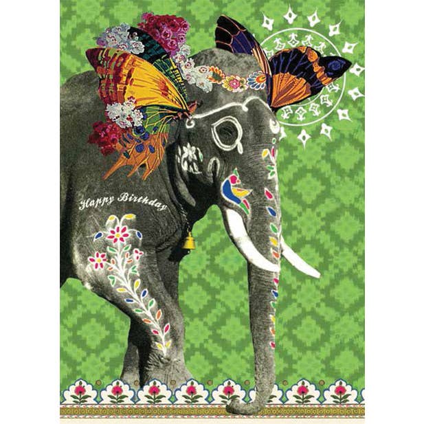 Potluck Press - Wholesale Birthday Card - Butterfly Elephant Greeting Card