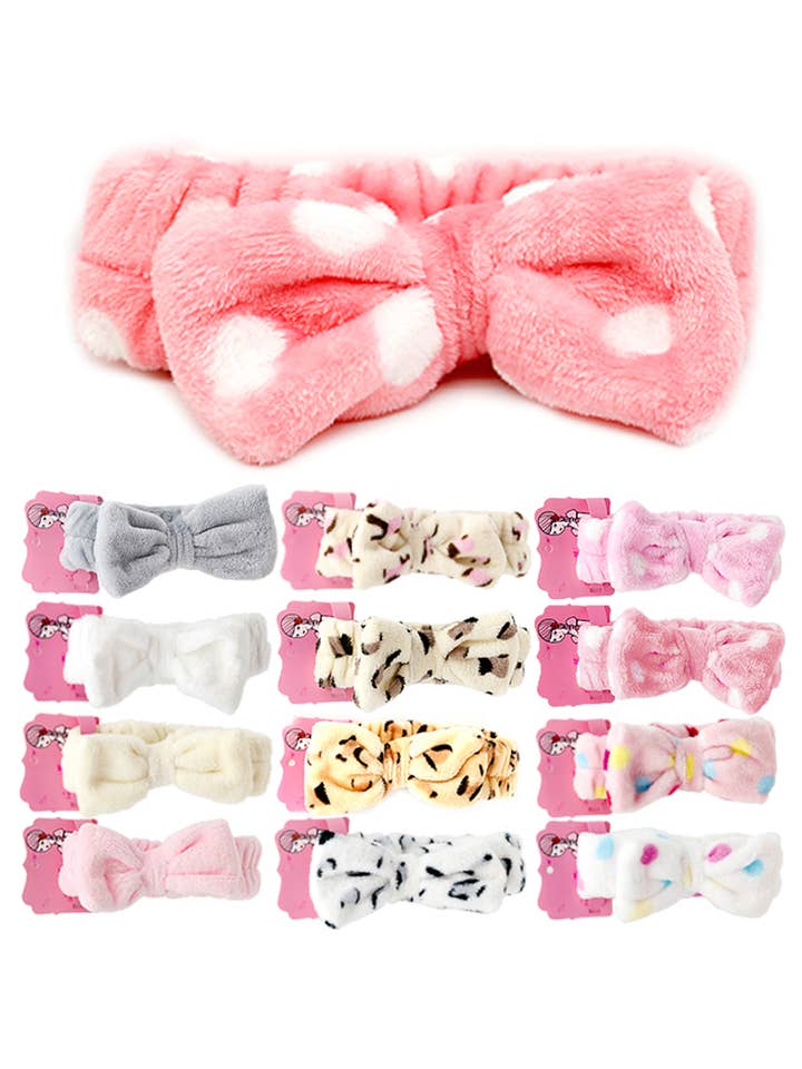 Fuzzy Spa-Stirnband mit Leopardenmuster und Tupfen und Solid Mix für den Großhandel von Cap Zone