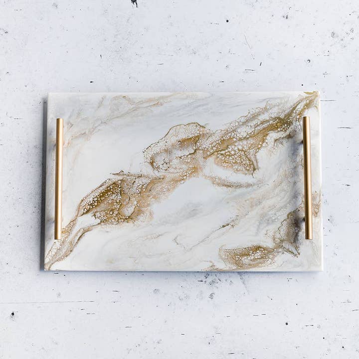 Lynn & Liana Designs EU - Venta al por mayor Bandeja de servir - Bandejas para servir artesanales de resina con asas, 12 x 18 cm2