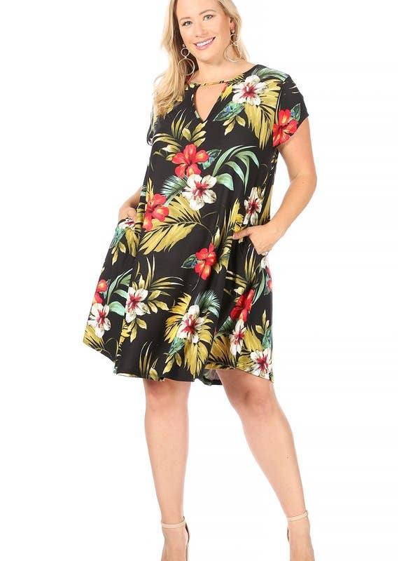 Vestido de oscilación con ojo de cerradura floral oscuro para venta al por mayor de VIBE Apparel Co